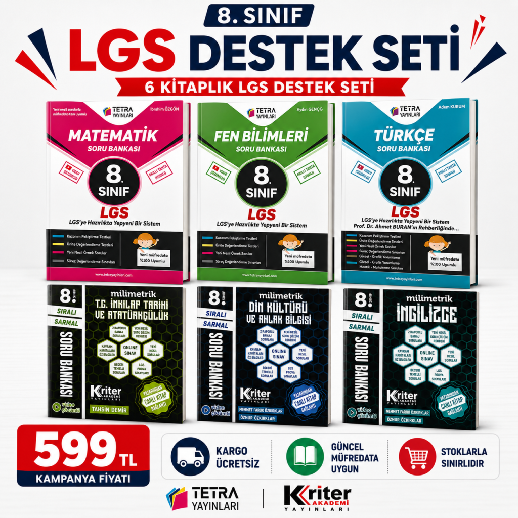 8. Sınıf LGS 6 Kitaplık Destek Seti – Tetra & Kriter Yayınları